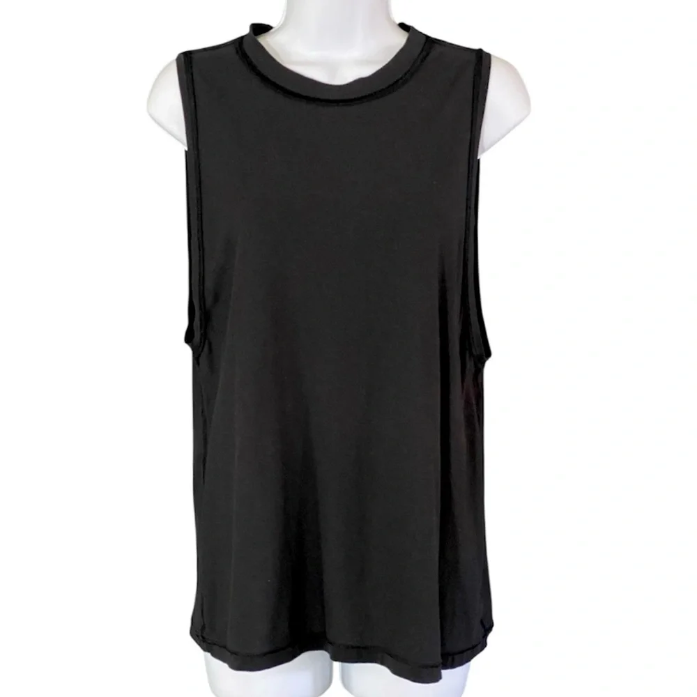Lululemon All Yours Boyfriend Tank Top Size 6 Black Pima Cotton